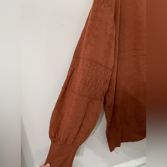 NEW NORTHSTYLE WOMENS POINTELLE SWEATER IN CINNAMON SIZE: XL - Picture 3 of 4